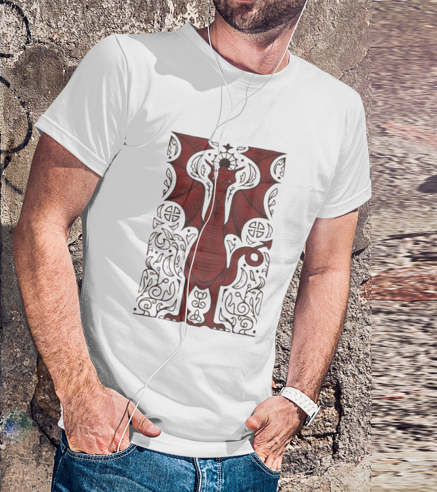Cdawgva Celtic Red Dragon Mythical Design T-Shirt