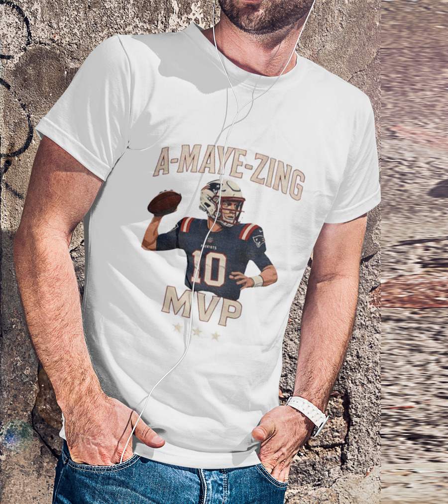 A Maye Zing Drake Maye New England Patriots MVP 2025 Iconic Number 10 T-Shirt