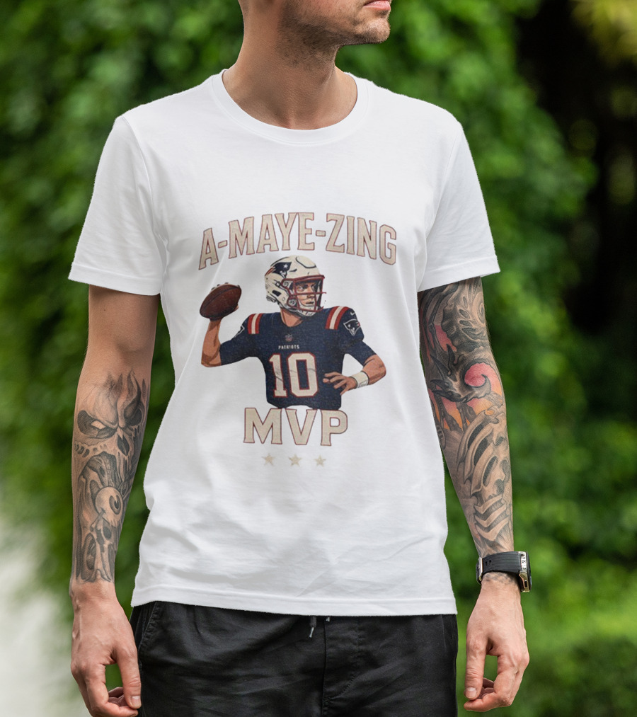 A Maye Zing Drake Maye New England Patriots MVP 2025 Iconic Number 10 T-Shirt