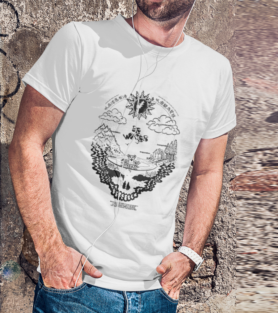 Grateful Dead Be Water Sunshine Steal Your Face Blossoms Skull Mountains Clouds T-Shirt