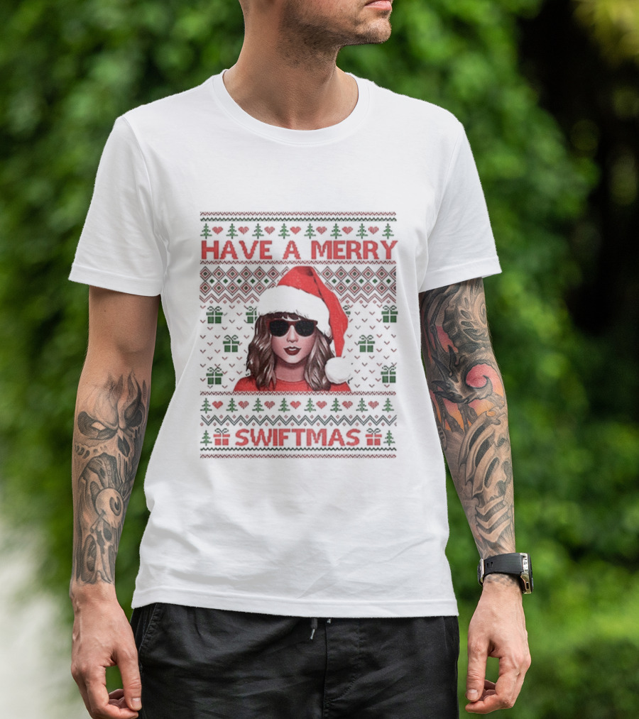 Have A Merry Swiftmas Ugly Christmas Santa Sweater Style T-Shirt