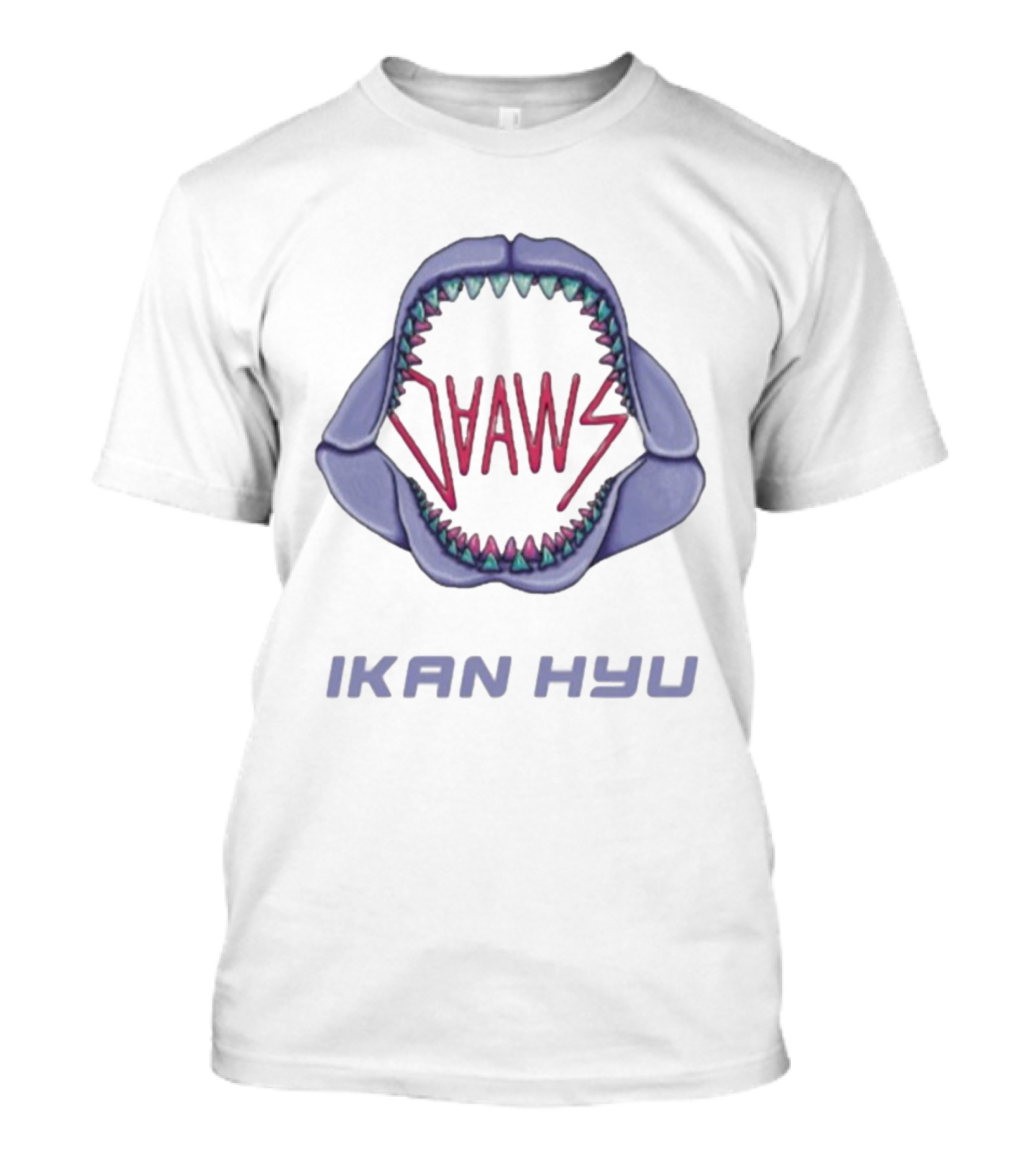 Ikan Hyu Jaaws Shark Teeth Logo Purple Zigzag T-Shirt