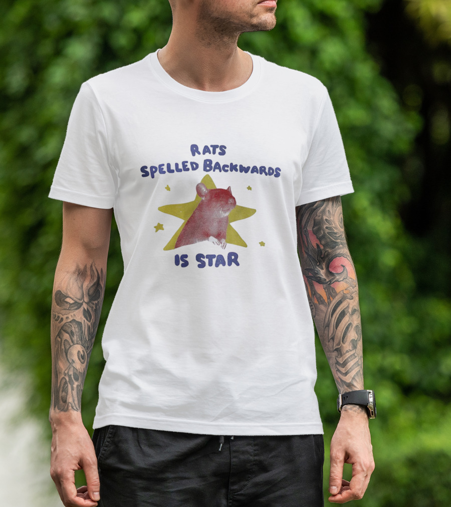 Rats Spelled Backwards Is Star Funny Clever Graphic Featuring Rat And Star Elements T-Shirt
