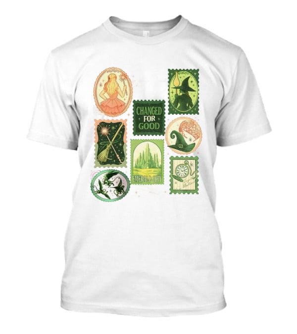 Wicked Changed For Good Emerald City Merry Christmas Glinda Elphaba Wizard Wand Witch Hat T-Shirt