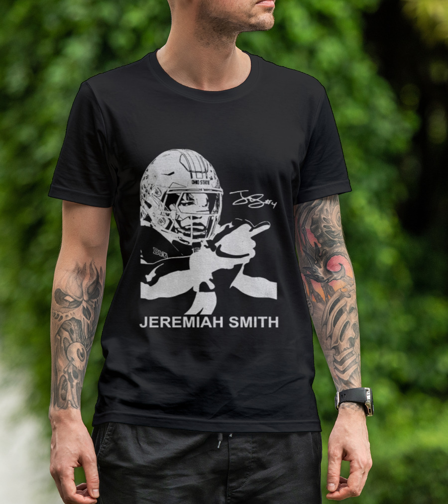 Jeremiah Smith Ohio State Buckeyes Signature Middle Finger Football Image T-Shirt