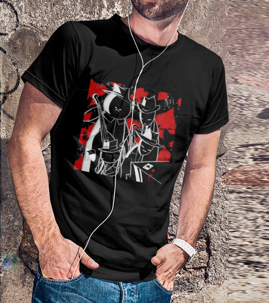 Midnight Crew Homestuck Noir Characters Poker Scene With Red Accent T-Shirt