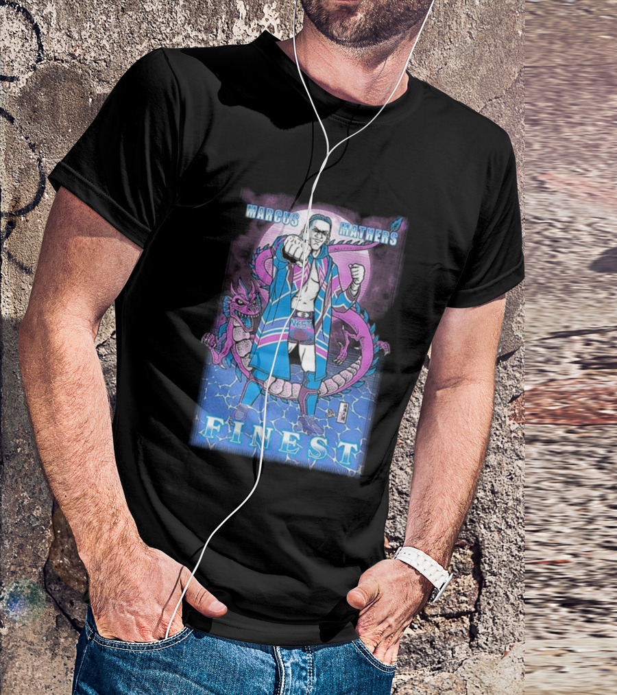 Marcus Mathers Finest Wrestler With Dragon And Purple Blue Costume T-Shirt