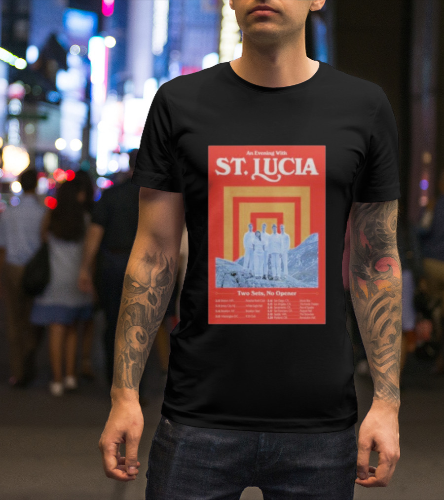 An Evening With St. Lucia Two Sets No Opener Tour 2026 Dates Boston Jersey City Brooklyn Washington T-Shirt