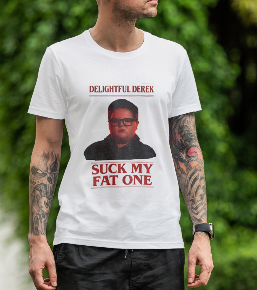 Delightful Derek Stranger Things Suck My Fat One Christmas T-Shirt