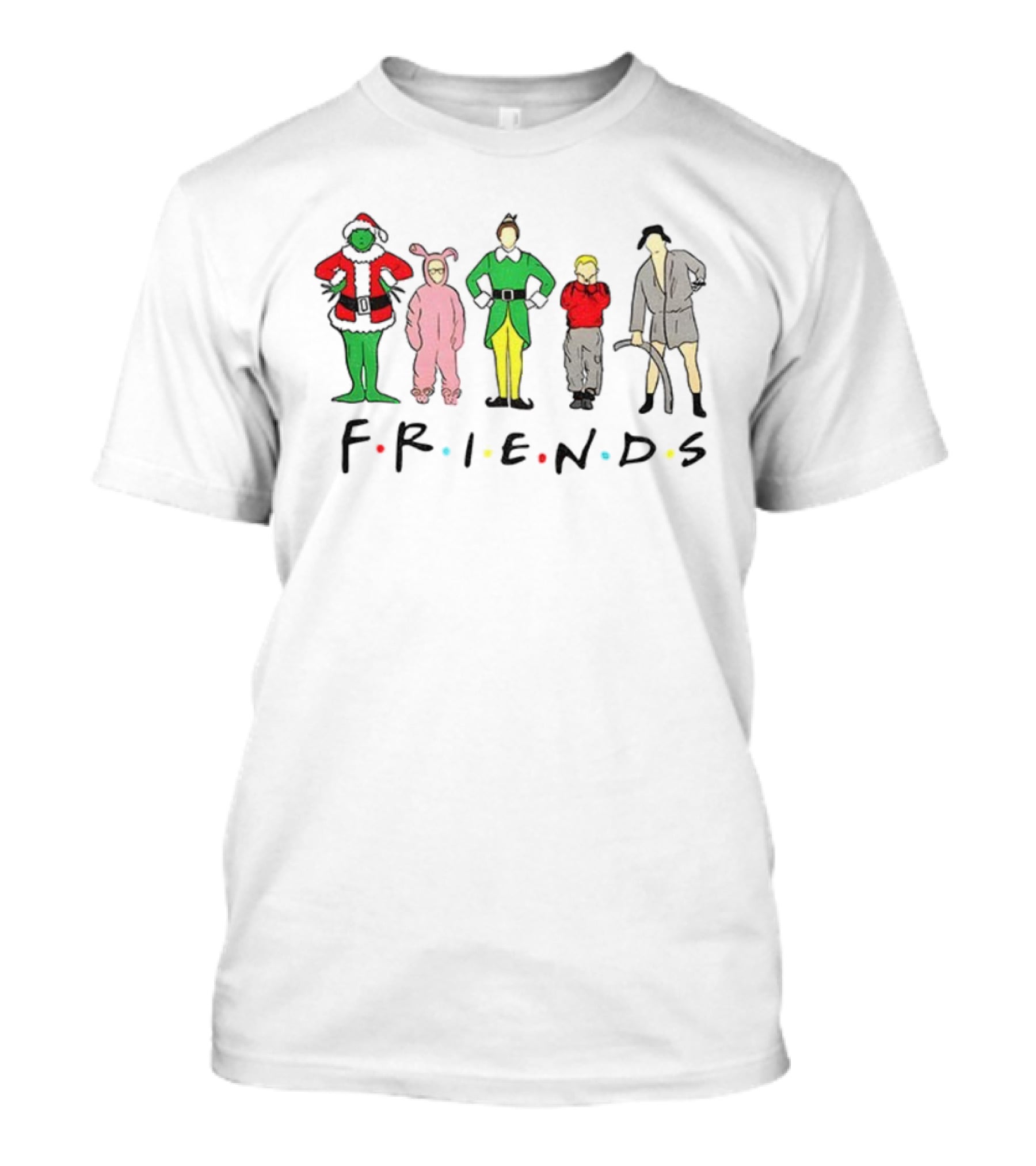 The Grinch Ralphie Buddy Kevin Clark Friends Christmas Characters Crossover T-Shirt