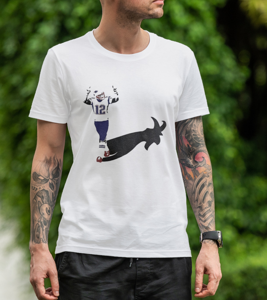 Tom Brady Tampa Bay Buccaneers 2025 The Goat Shadow Football 12 T-Shirt