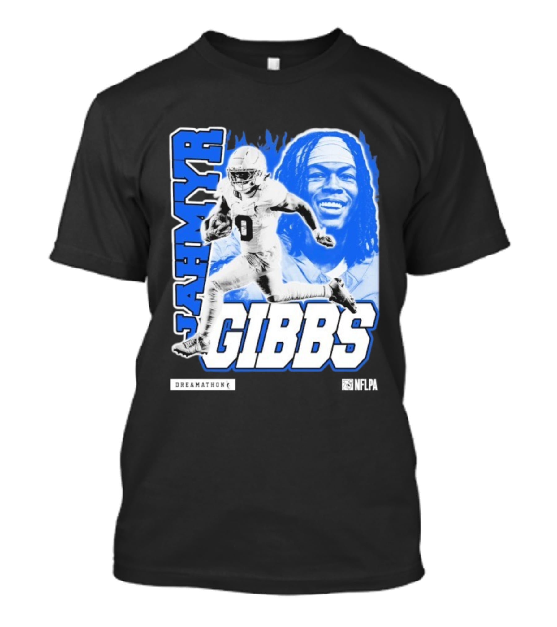 Jahmyr Gibbs Run Dreamathon Iconic Athlete Portrait T-Shirt