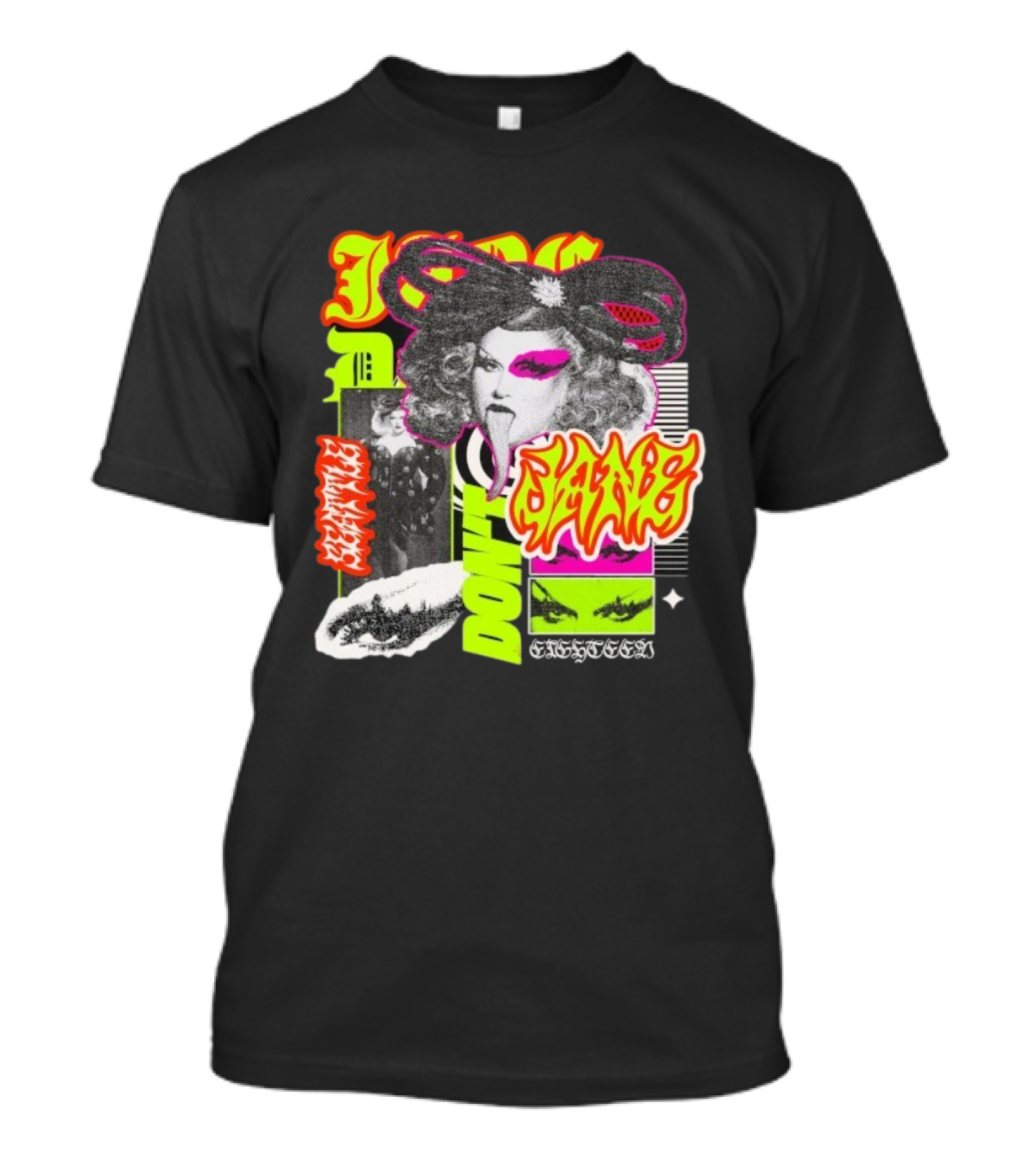 Jane Don't Glam Punk Retro Vibe Colorful Collage T-Shirt