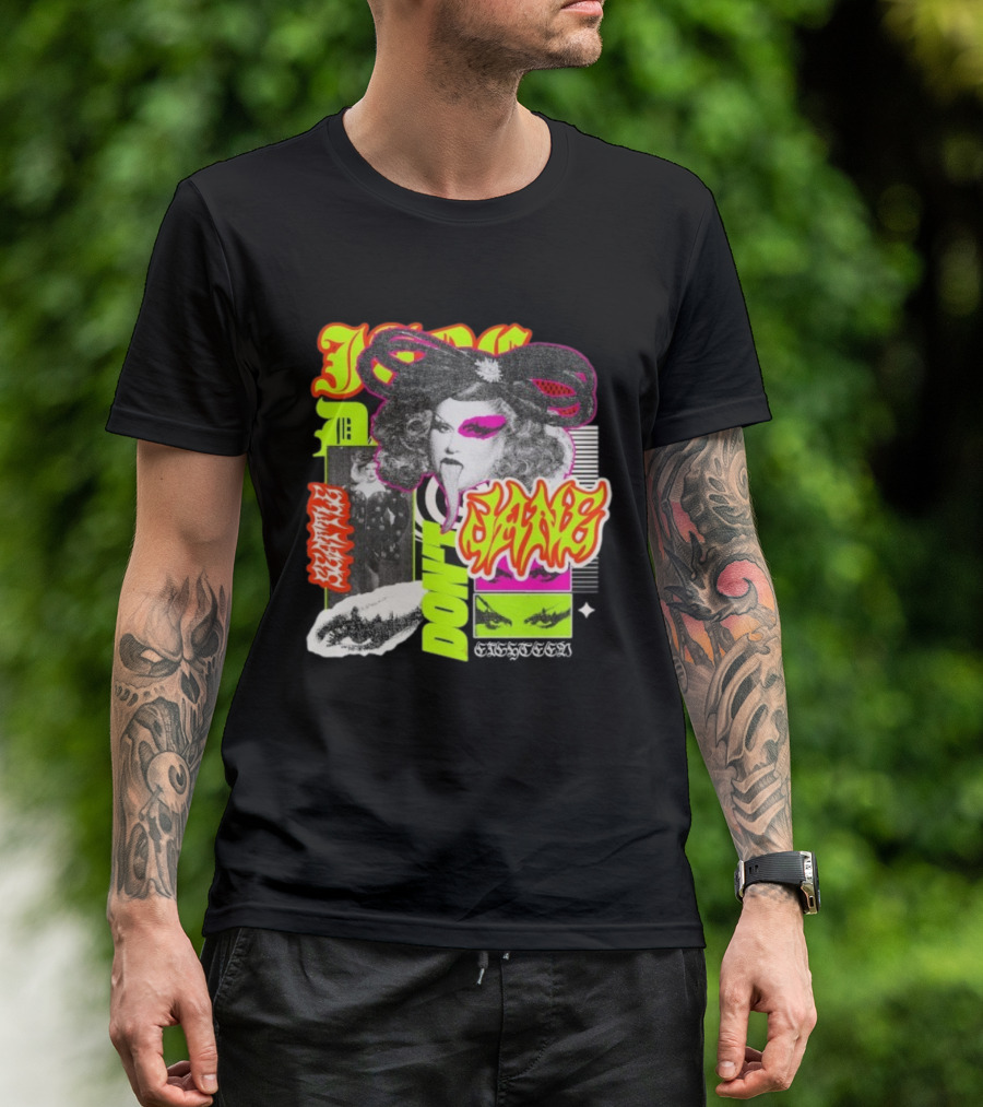 Jane Don't Glam Punk Retro Vibe Colorful Collage T-Shirt