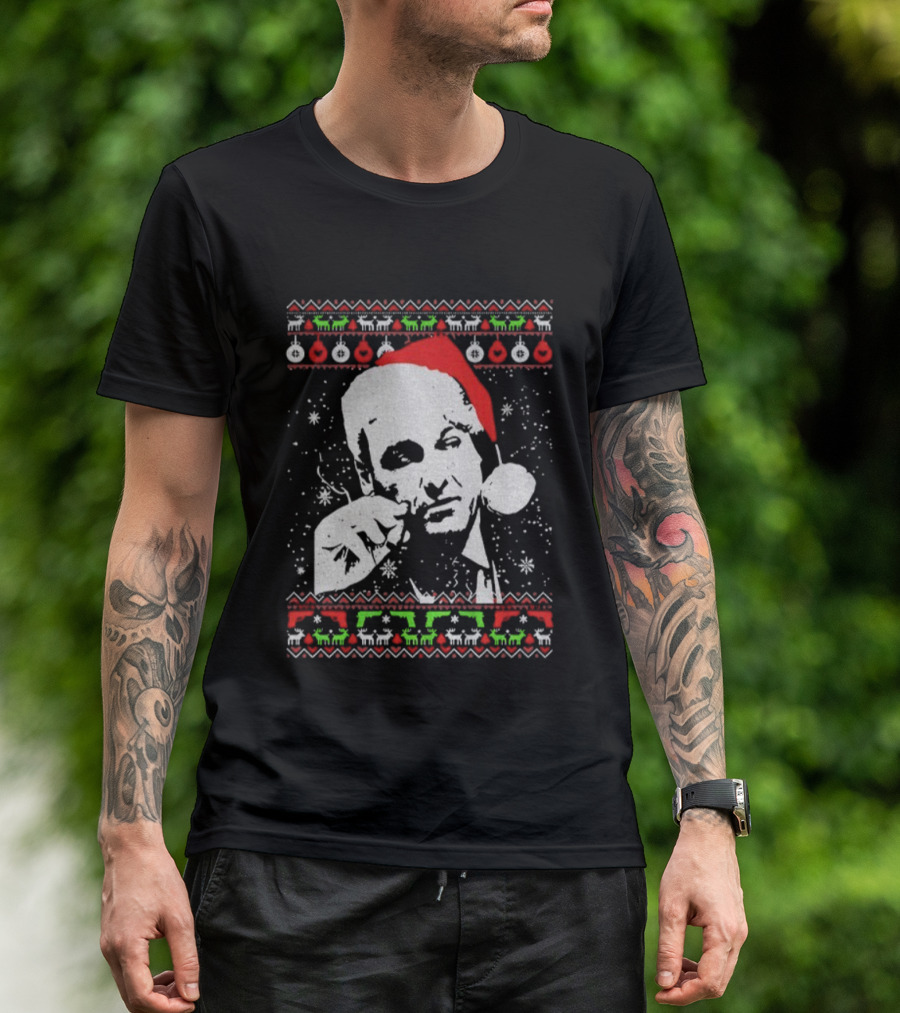 Tony Soprano Santa Hat Merry Christmas 2025 Vintage Ugly Sweater Style T-Shirt