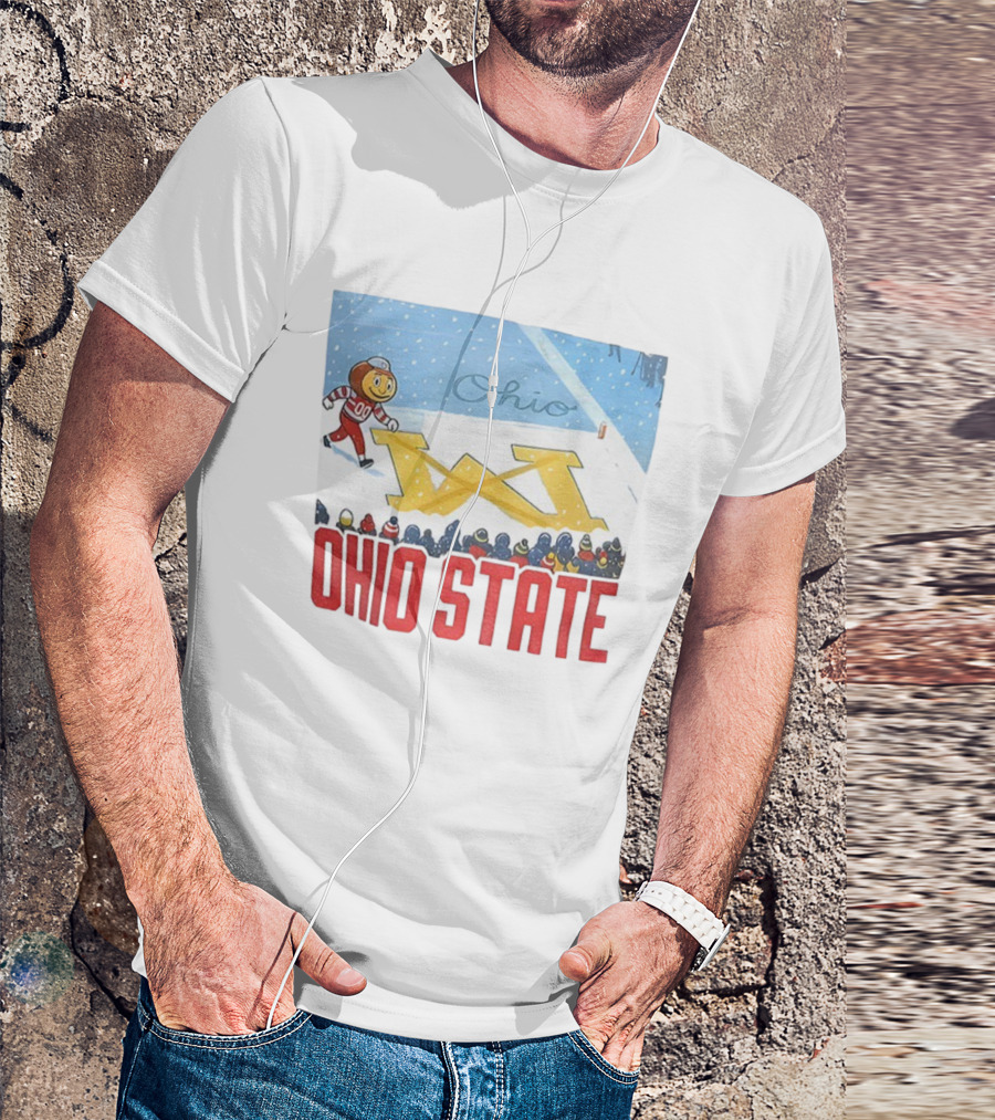 Ohio State Brutus Buckeye Crosses Out Michigan Snow Go Buckeyes Christmas T-Shirt