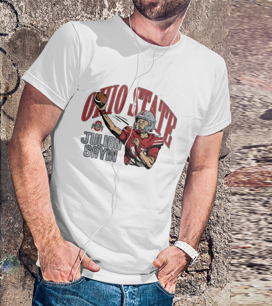 Ohio State Buckeyes Julian Sayin Football Throw Cartoon T-Shirt