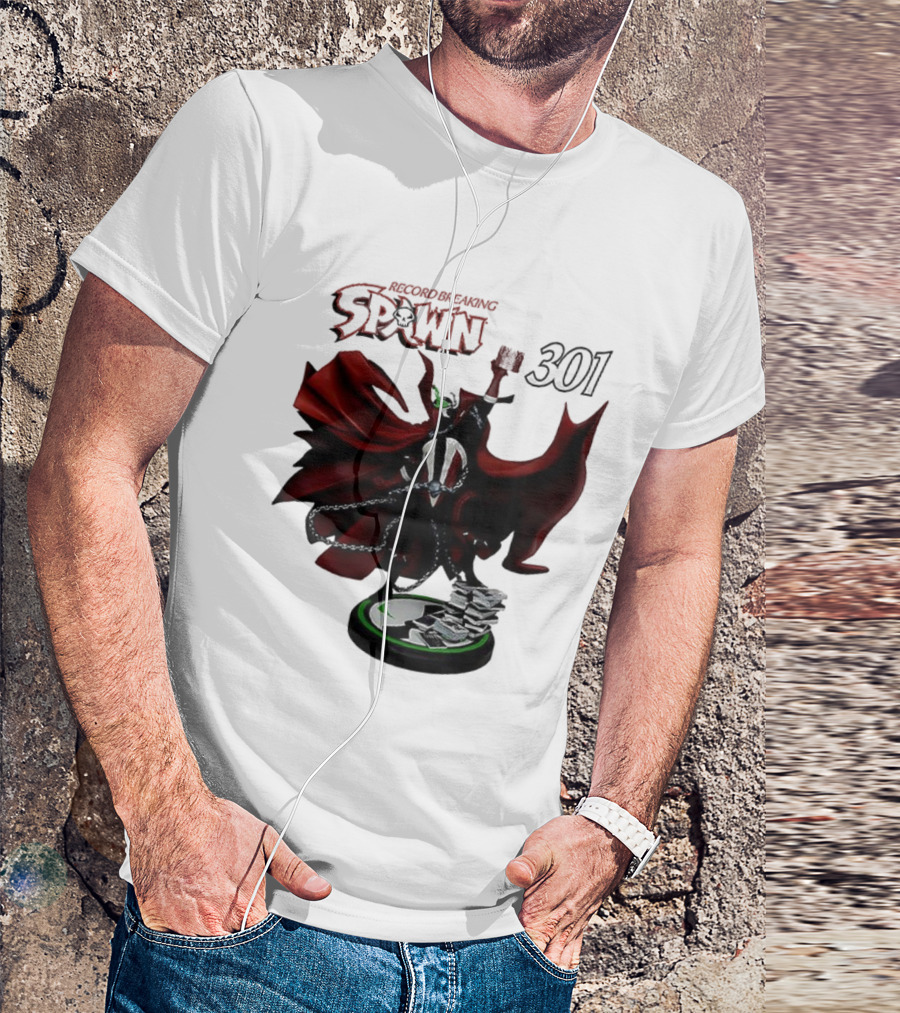 Record Breaking Spawn 301 Comic Iconic Red Cape Hero T-Shirt