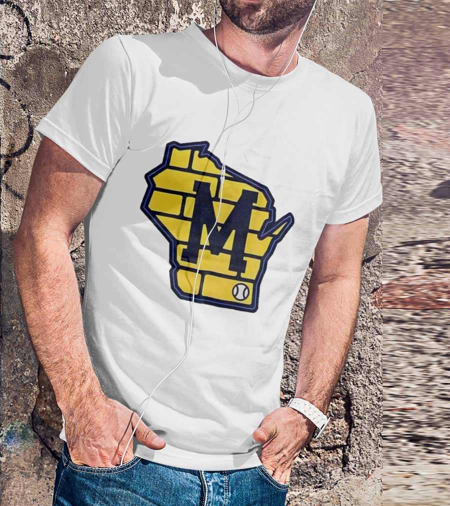 Milwaukee Brewers Wisconsin Brick M Baseball Icon T-Shirt