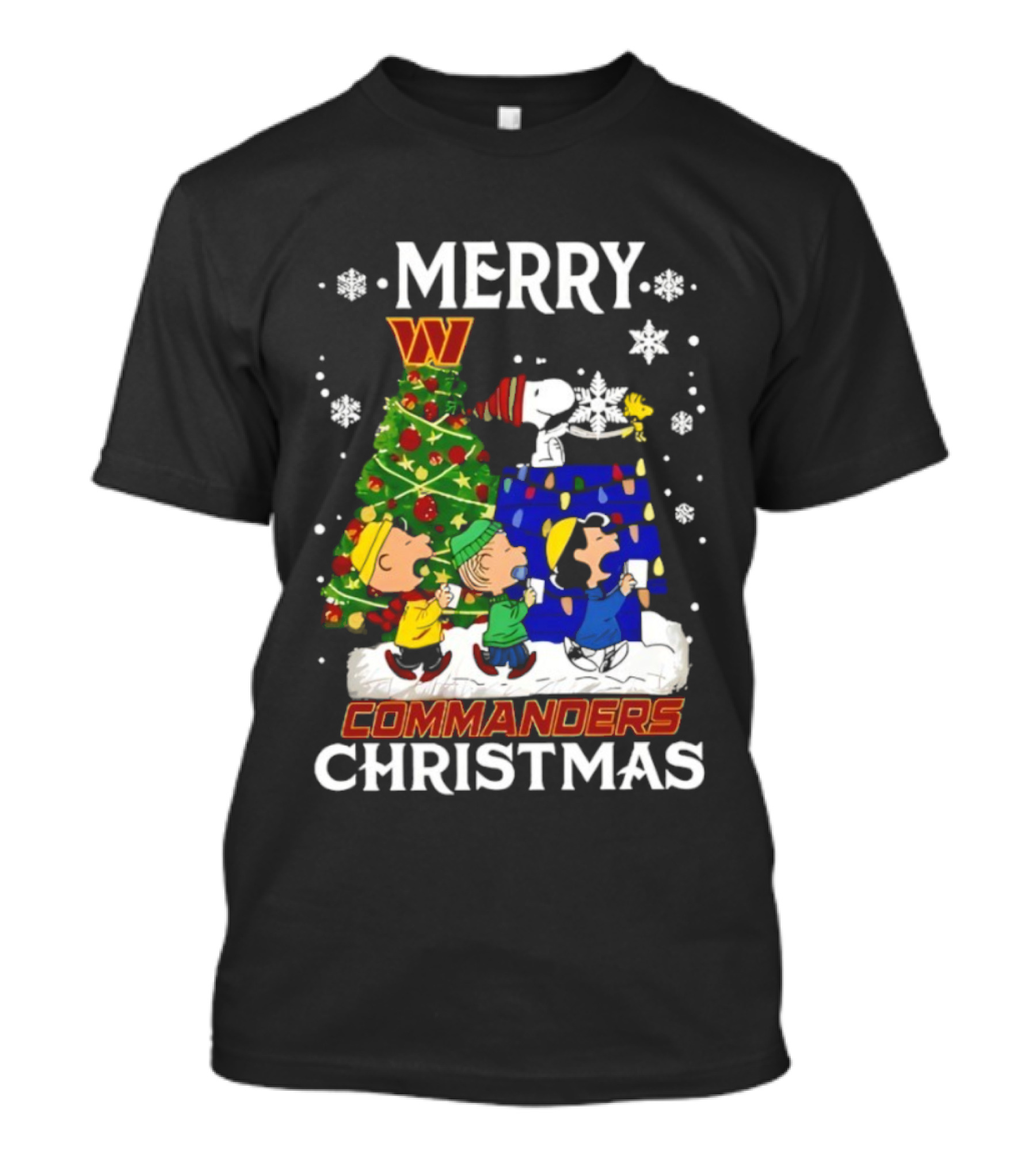 Merry Snoopy And Friends Washington Commanders Christmas NFL T-Shirt