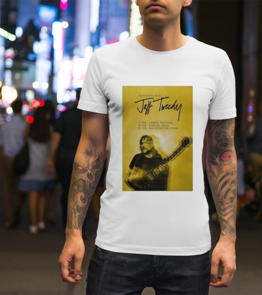 An Evening With Jeff Tweedy Lisbon Coruña San Sebastian 2026 Tour Dates Guitar T-Shirt