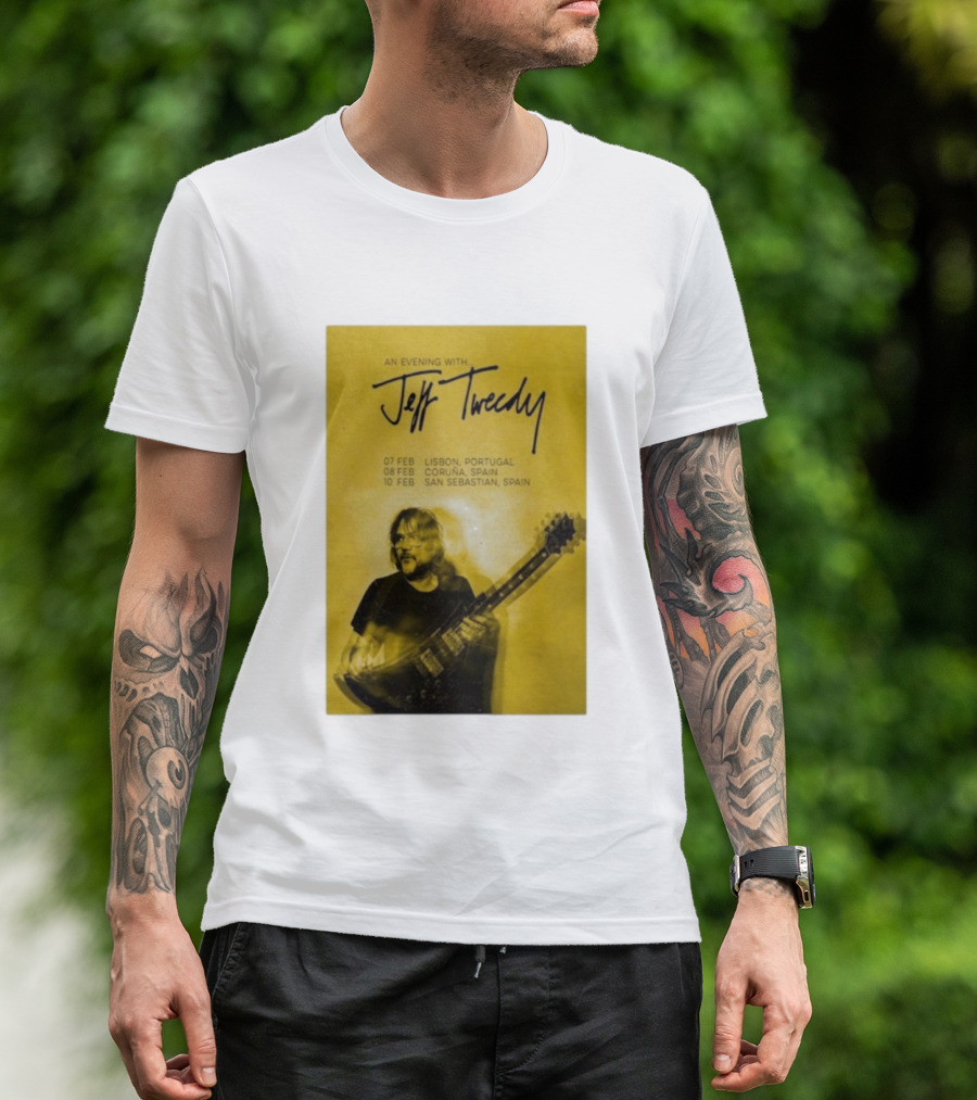 An Evening With Jeff Tweedy Lisbon Coruña San Sebastian 2026 Tour Dates Guitar T-Shirt