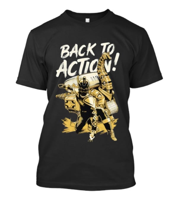 Back To Action Power Rangers Dino Thunder Black Ranger With Brachiozord T-Shirt