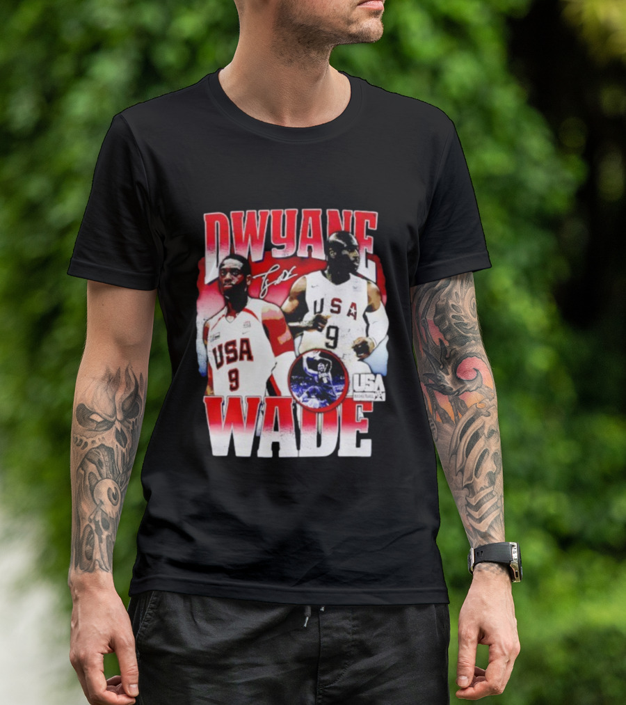 Dwyane Wade USA Basketball Signature Vintage 9 Retro Team USA T-Shirt