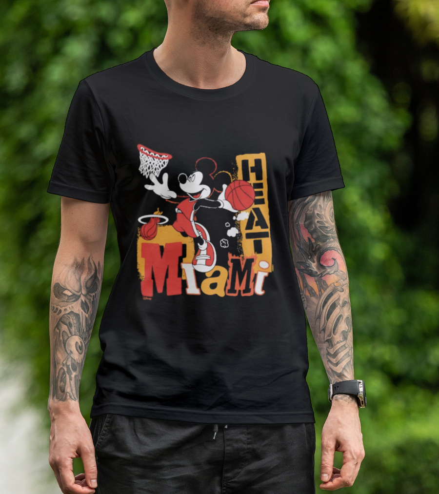 Mickey Mouse Miami Heat Basketball Collaboration T-Shirt