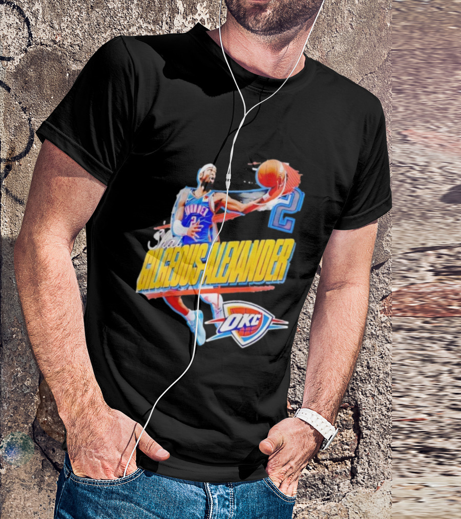 Shai Gilgeous-Alexander Oklahoma City Thunder 2025 Basketball Action OKC T-Shirt