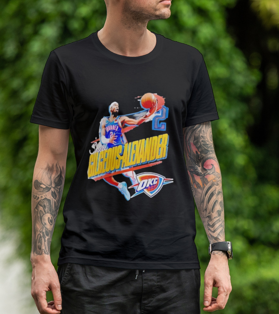 Shai Gilgeous-Alexander Oklahoma City Thunder 2025 Basketball Action OKC T-Shirt