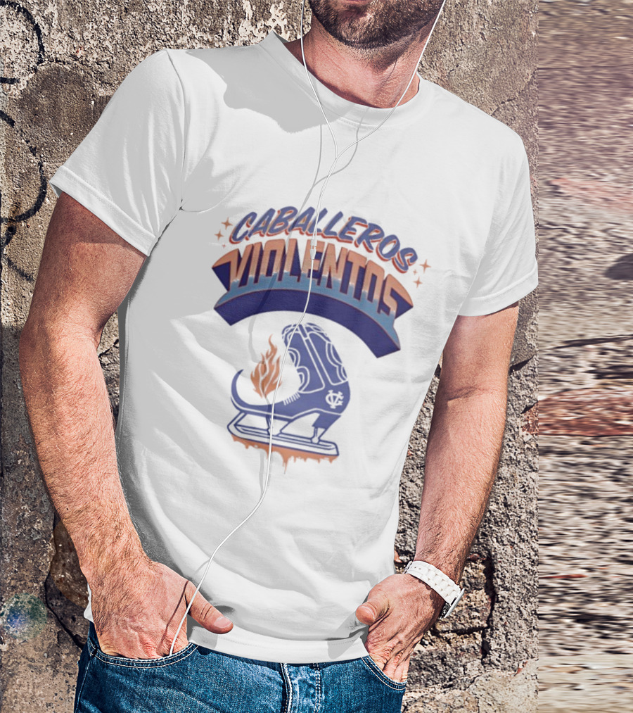 Caballeros Violentos Violent Gentlemen Flaming Hockey Skate T-Shirt