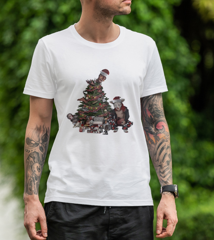 Horror Christmas Tree Zombie Santa Creepy Festive Creature T-Shirt