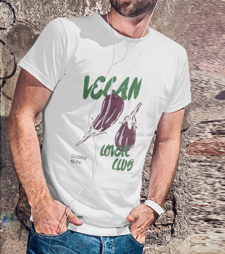 Vegan Love Club Everyday All Day Eggplant Illustration T-Shirt
