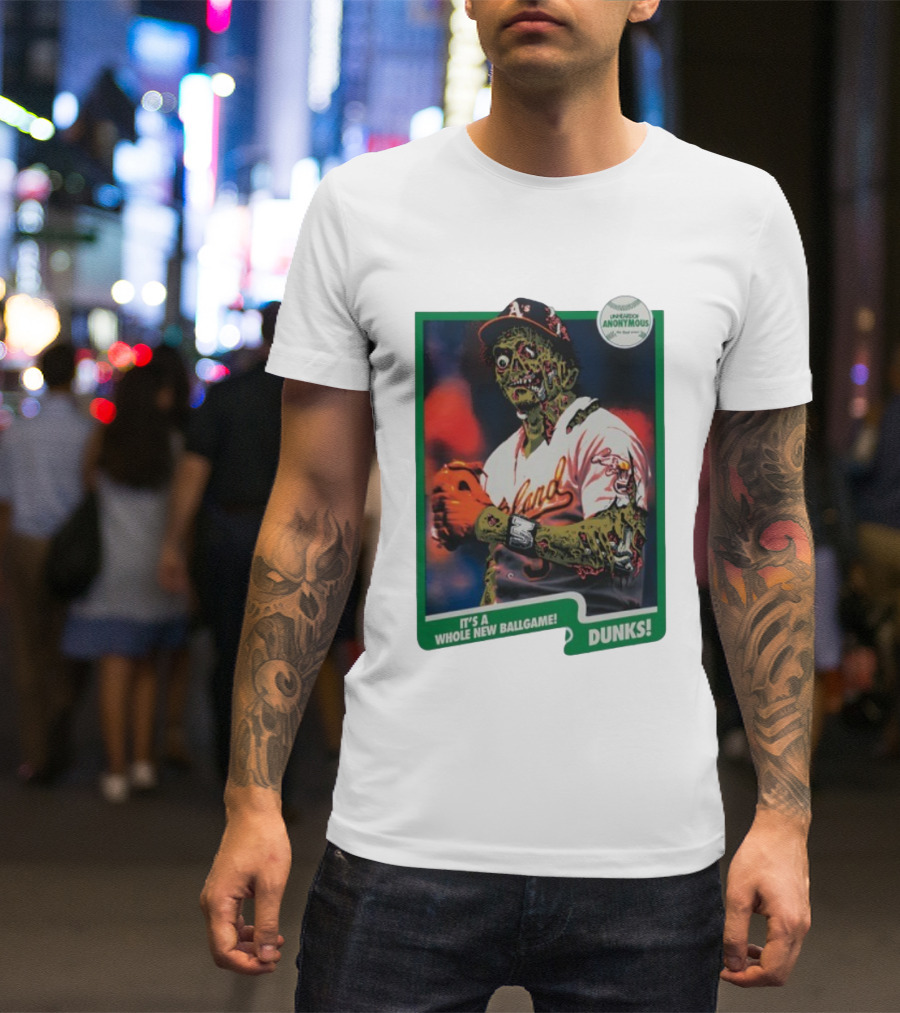 Zombie Oakland Athletics Whole New Ballgame Dunks Anonymous Player Cards T-Shirt