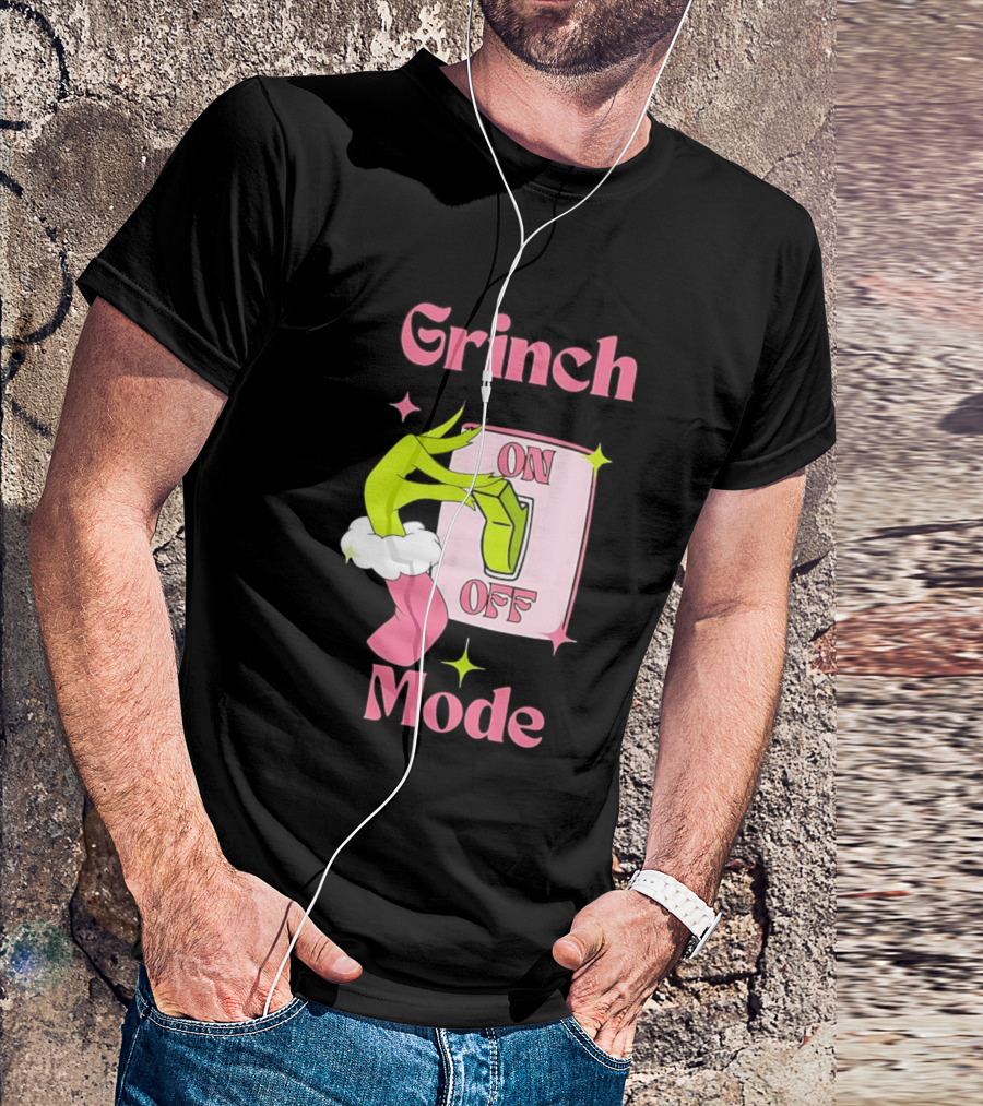 Grinch Mode On Off Merry Christmas Pink Girl T-Shirt
