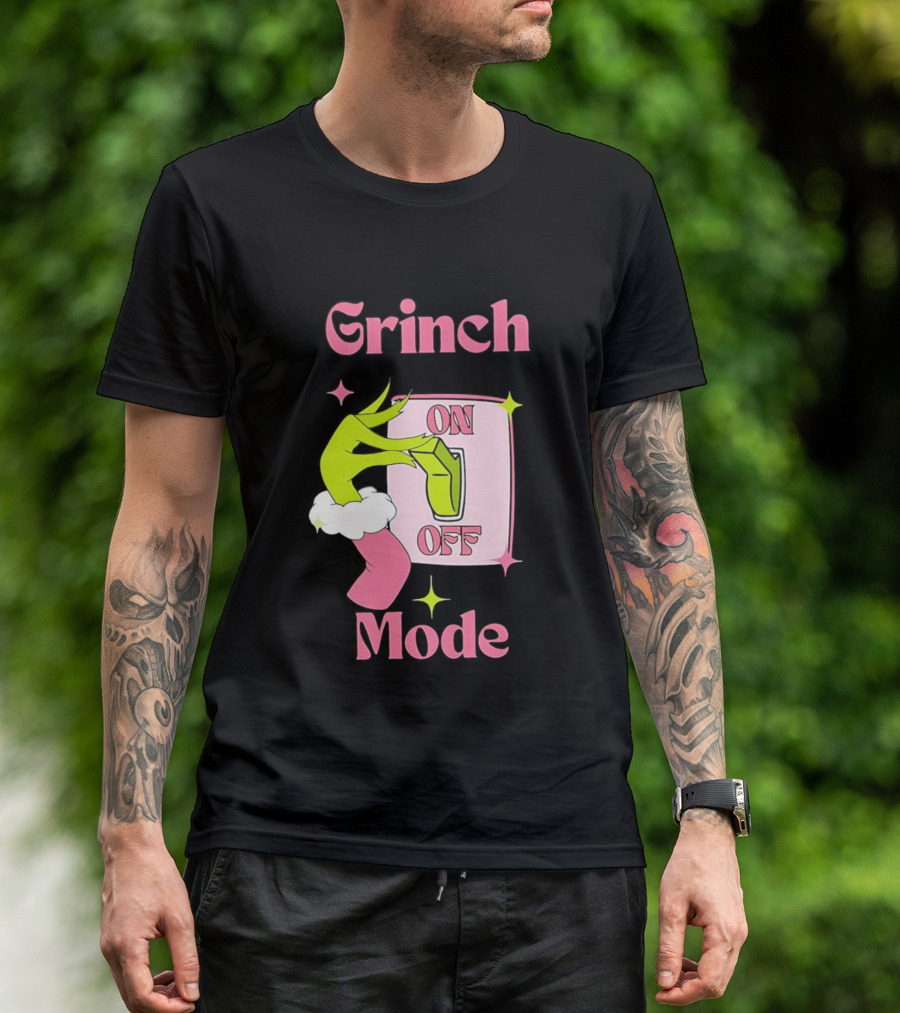 Grinch Mode On Off Merry Christmas Pink Girl T-Shirt
