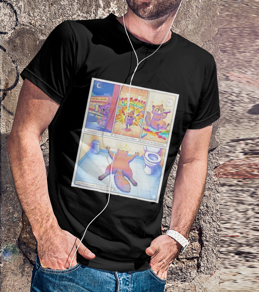 Drunk Raccoon Virginia Liquors Crash Operation Acquire Booze Sampling Merchandise T-Shirt