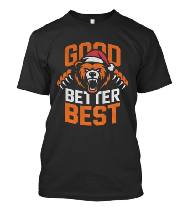 Good Better Best Chicago Bear Mascot Santa Hat Christmas Vintage T-Shirt