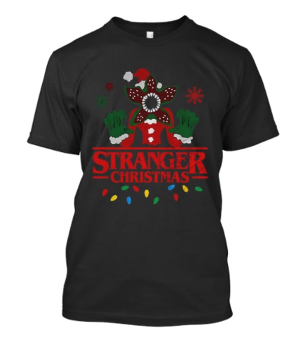 Stranger Christmas Grinch Demogorgon Santa Claus Crossover Holiday Theme T-Shirt