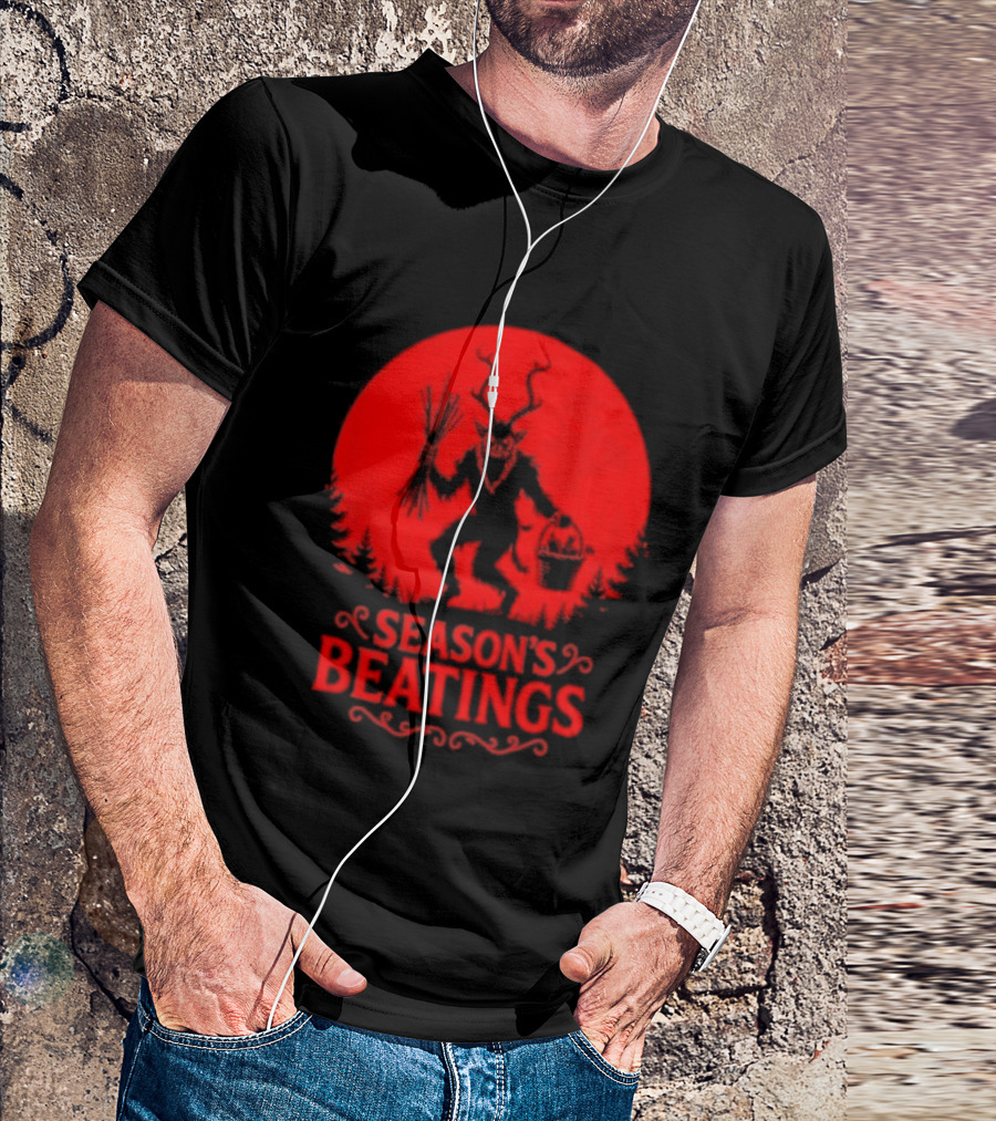 Krampus Season’s Beatings Gothic Christmas Horror T-Shirt