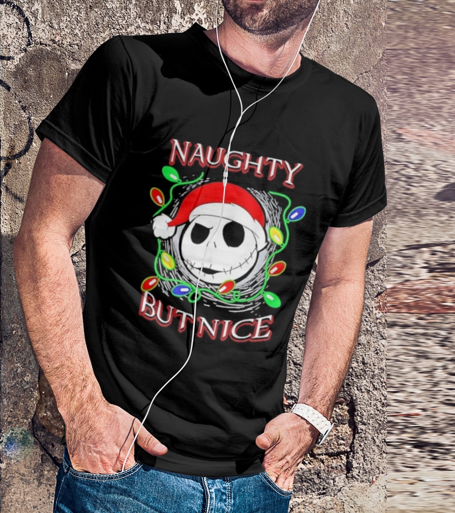 Naughty But Nice Jack Skellington The Nightmare Before Christmas Holiday Lights T-Shirt