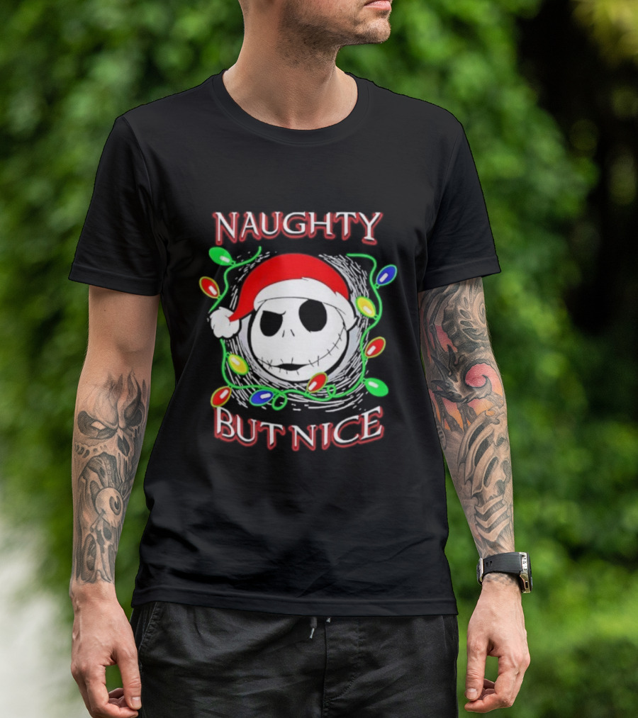 Naughty But Nice Jack Skellington The Nightmare Before Christmas Holiday Lights T-Shirt