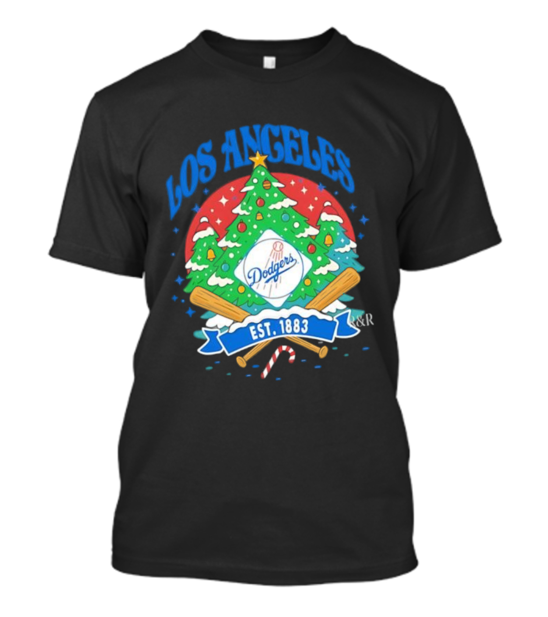 Los Angeles Dodgers Christmas Tree Est 1883 Dodgers T-Shirt