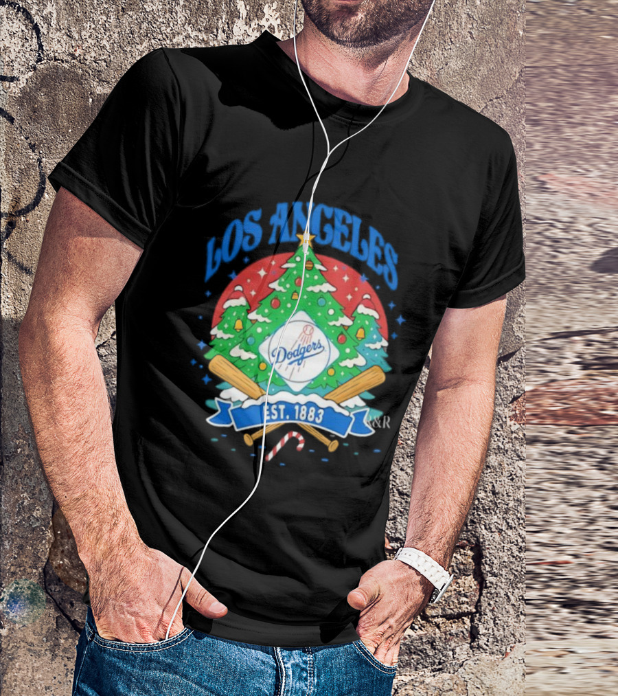 Los Angeles Dodgers Christmas Tree Est 1883 Dodgers T-Shirt