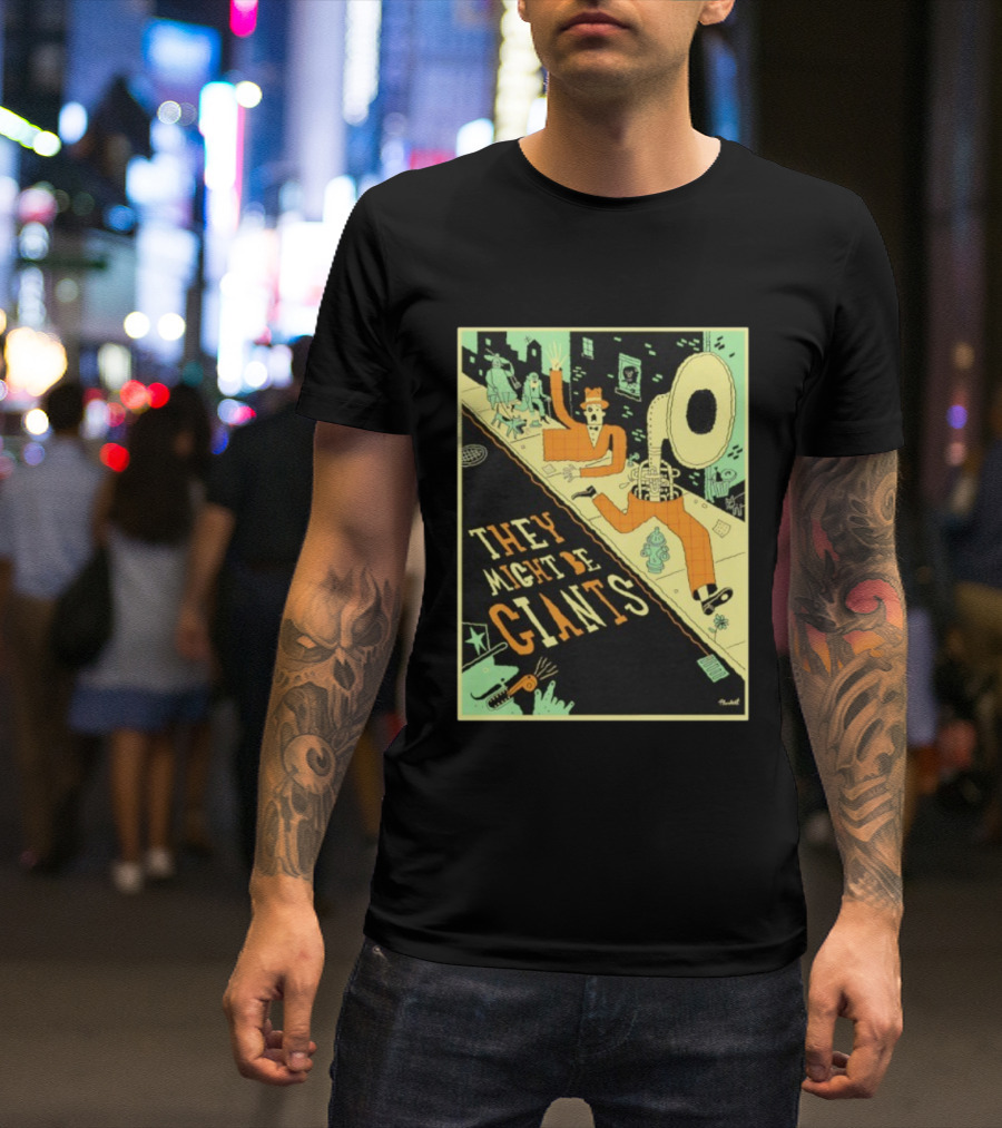 They Might Be Giants Comic Style Tuba Man Illustration T-Shirt