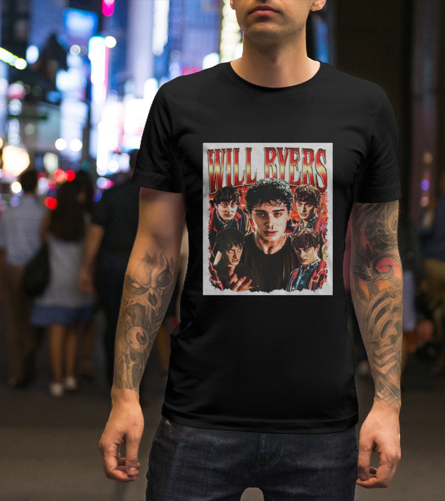 Will Byers Stranger Things Character Montage Upside Down Theme T-Shirt
