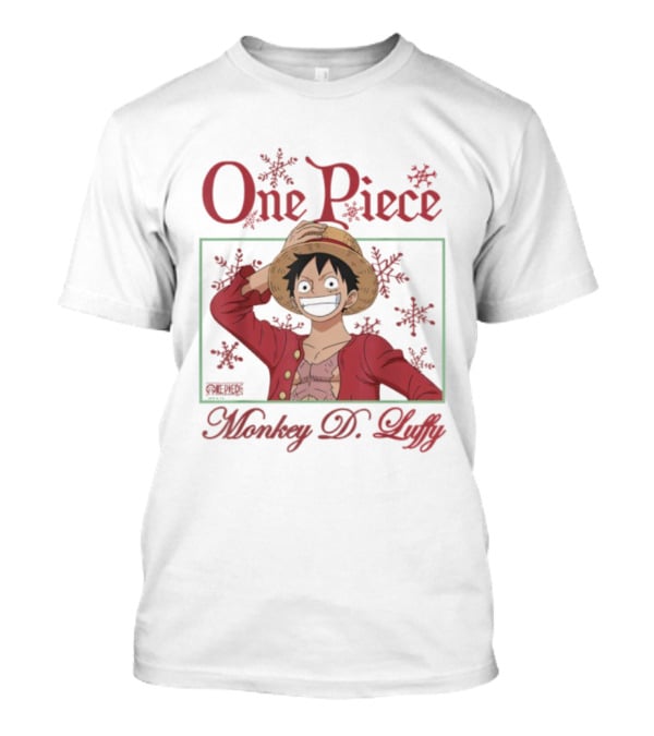 One Piece Monkey D. Luffy Happy Holidays Christmas Snowflakes T-Shirt