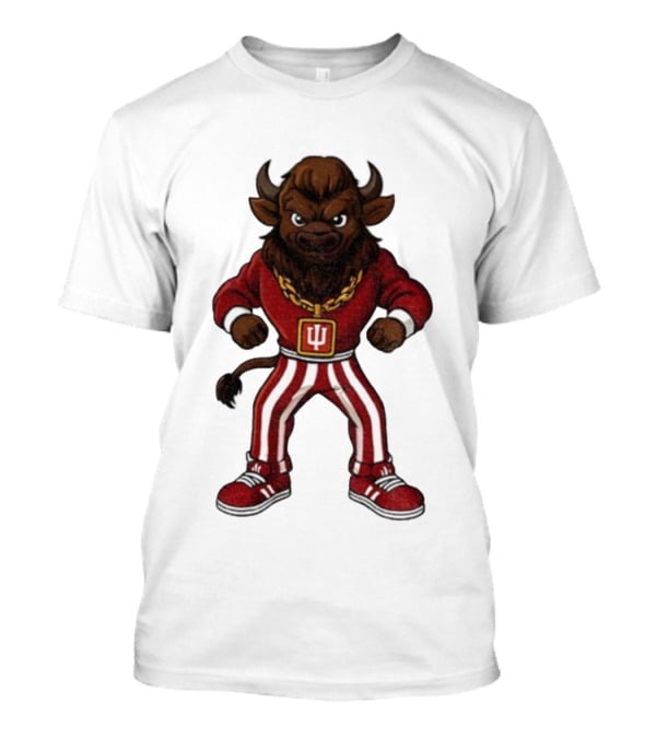Indiana Hoosiers Buffalo Mascot Striped Pants Red Outfit T-Shirt