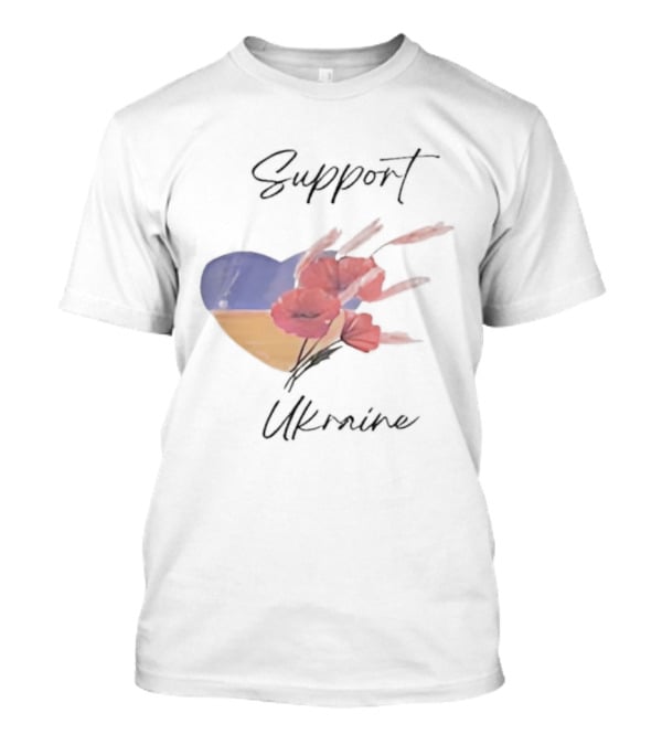 Support Ukraine Heart With Floral Accents T-Shirt